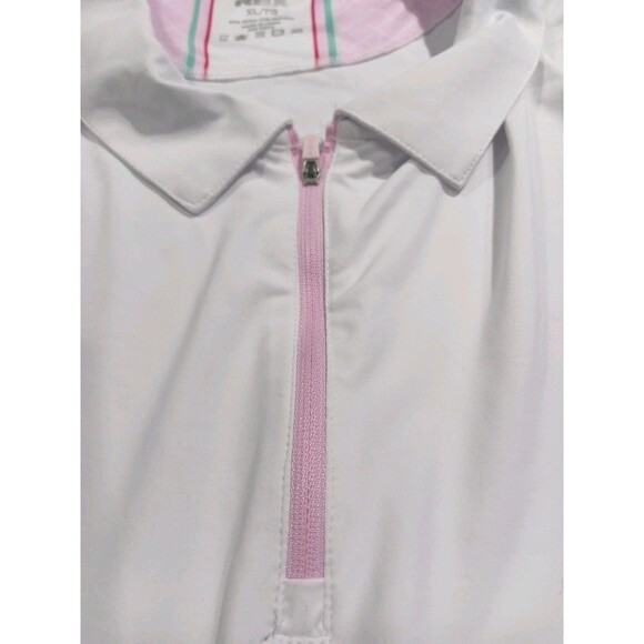 RBX Women's 1/4 Zip Short Sleeve Polo W/ Printed Stripe At Sleeves XL White NWT - Picture 9 of 11